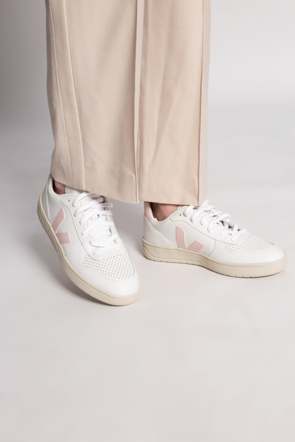 Veja v10 white hot sale leather sneakers